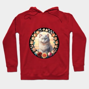 Silver Persian Cat Rose Wreath Hoodie